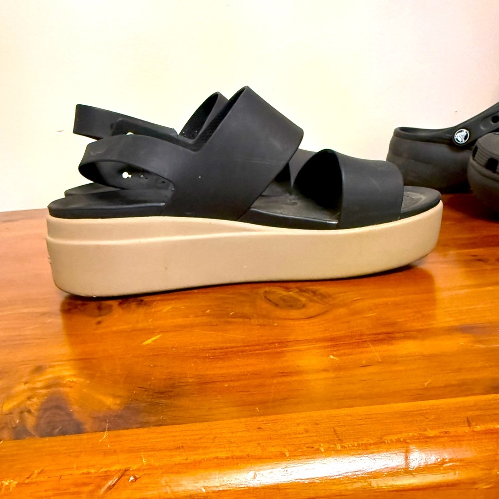 Croc Black Platform Sandals